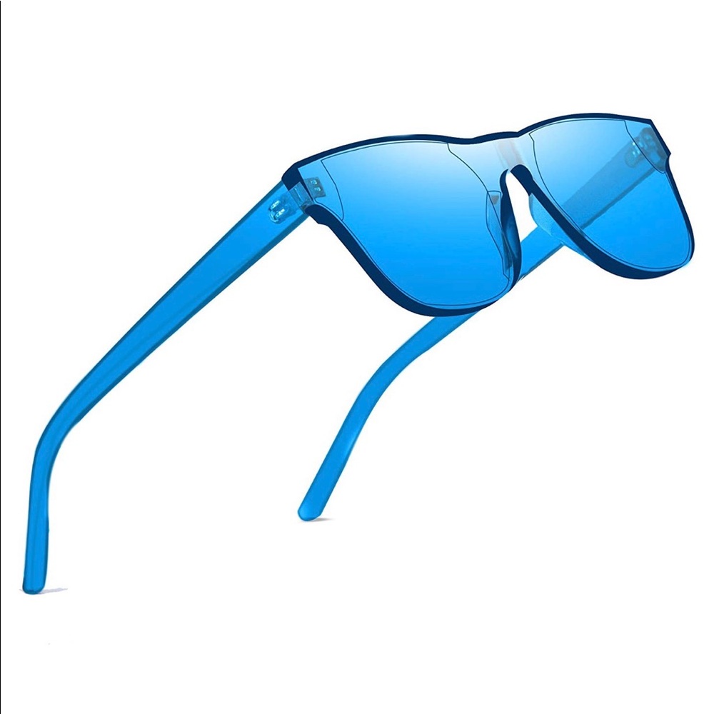 Rimless Wayfarer Sunglasses Retro Sky Blue Classic - Picture 2 of 4